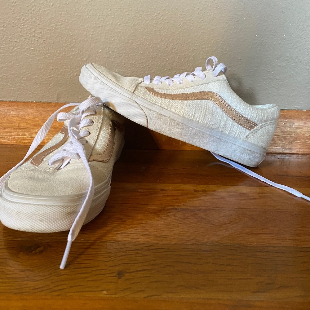 White and Rose Gold Old Skool Vans